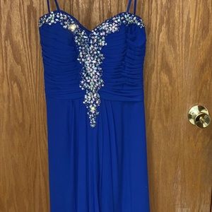 Royal blue strapless homecoming dress